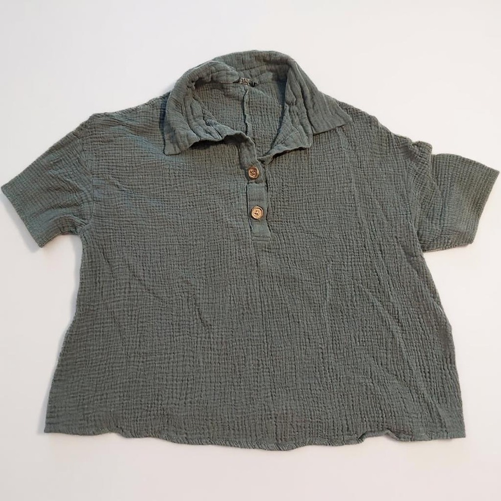 BloomChic Women's Collared Button Up Short Sleeve‎ Top Blouse Plus Size 14/16